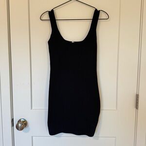 Black Ribbed Fitted Dress